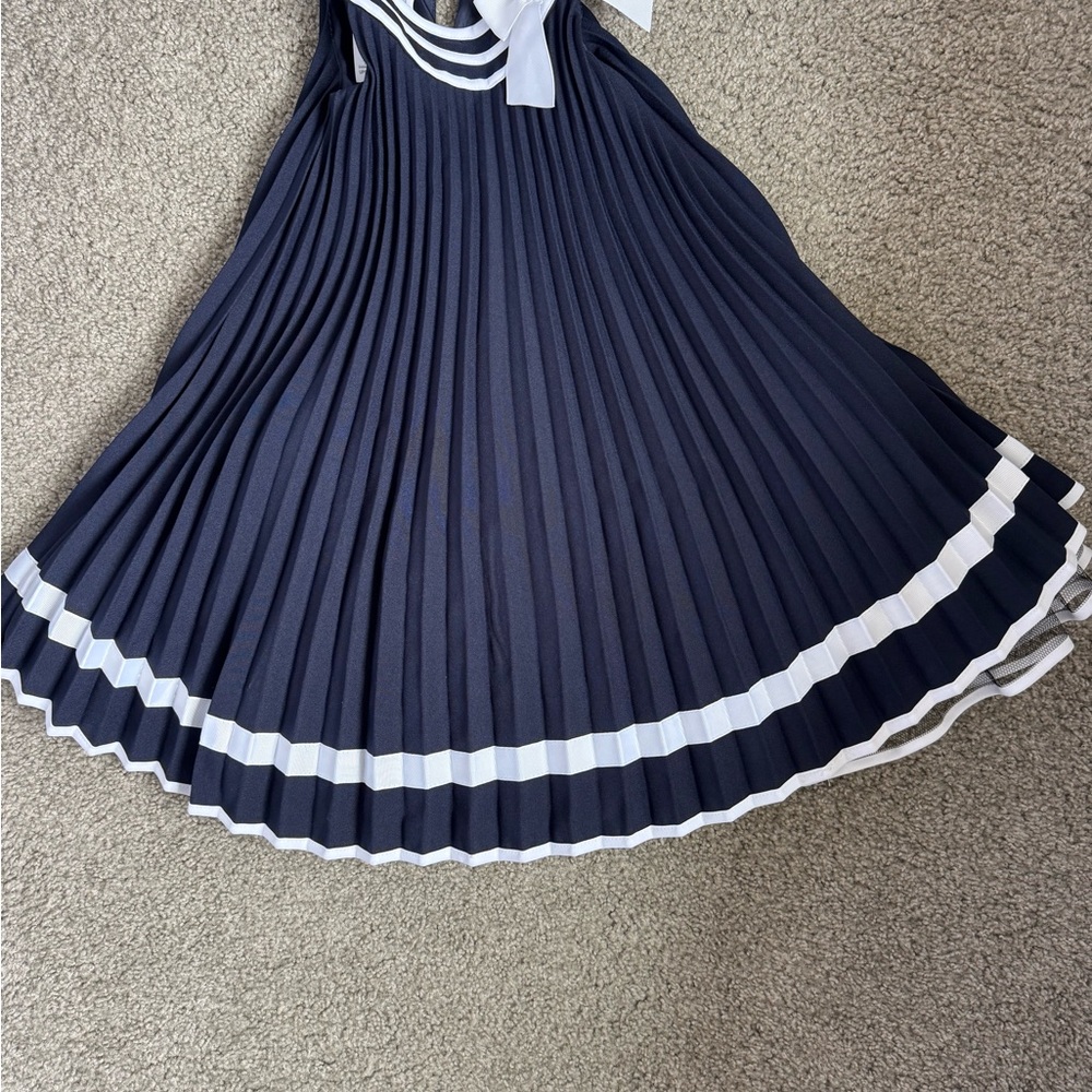 Bonnie Jean Navy Circle Skirt with White Trim